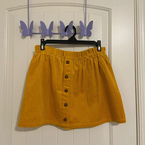 NWOT | Isaac Mizrahi girl’s yellow corduroy button front miniskirt‎ — large